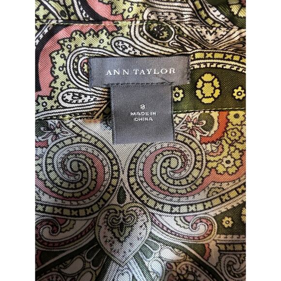 Ann Taylor Silk Paisley Blouse | Size 8 | Multicolor Long Sleeve Shirt - Picture 8 of 10